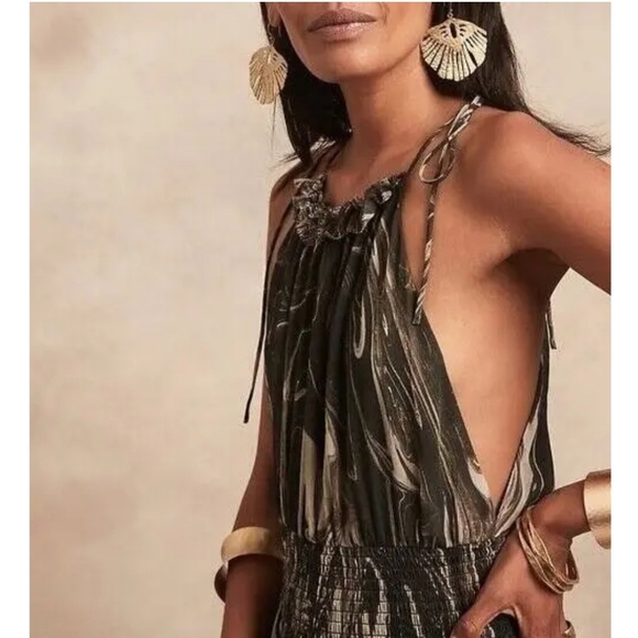 NWT Banana Republic Georgette Halter Mini Dress Marble Smoke Size Small - Picture 3 of 15